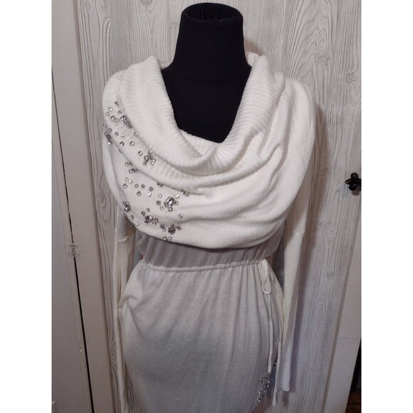 Victoria Secret Women's Sweater Dress Rhinestone Sparkle Cowl Neck Sz M - Picture 2 of 13